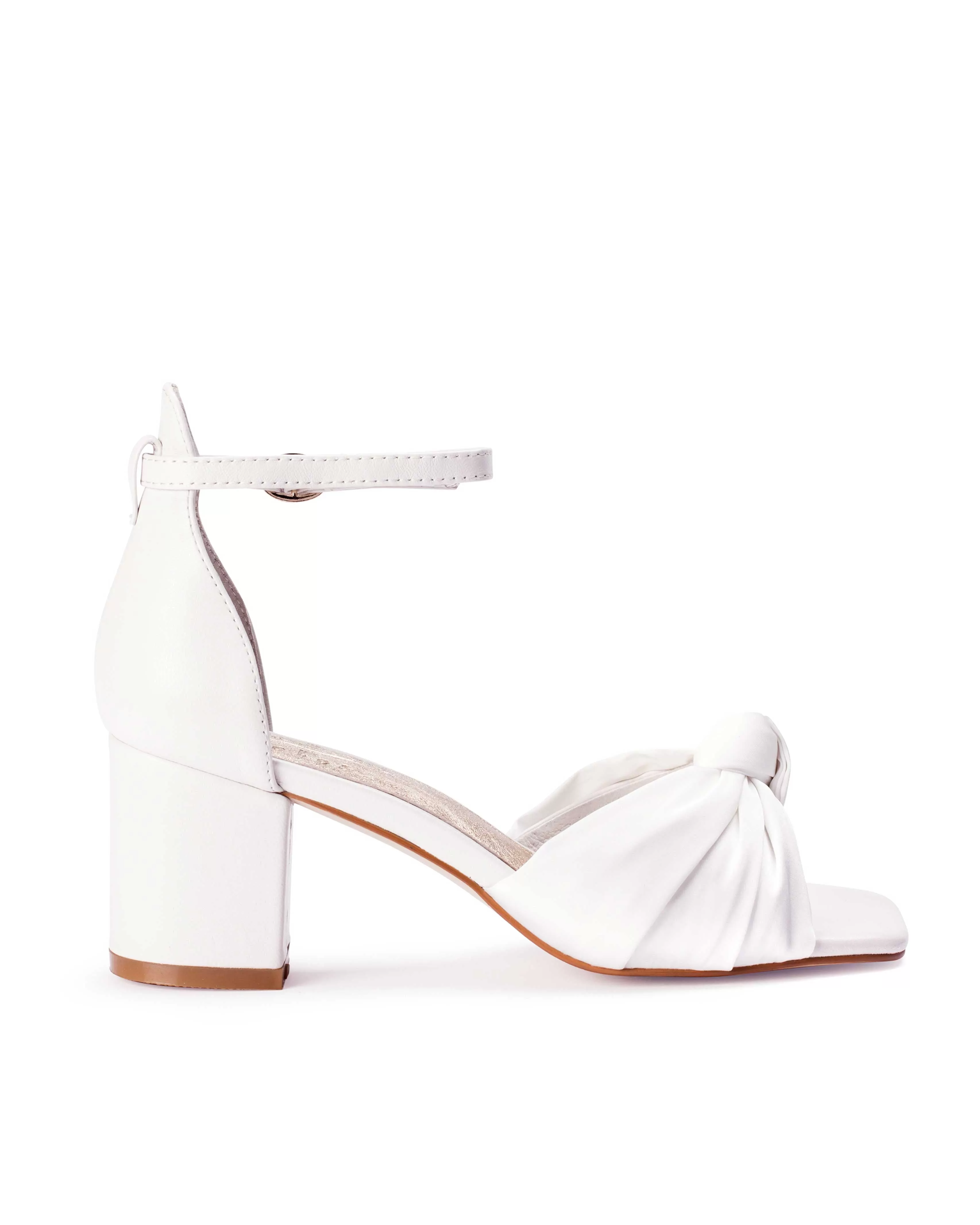 HONEY - WHITE BOW SATIN WEDDING SHOES