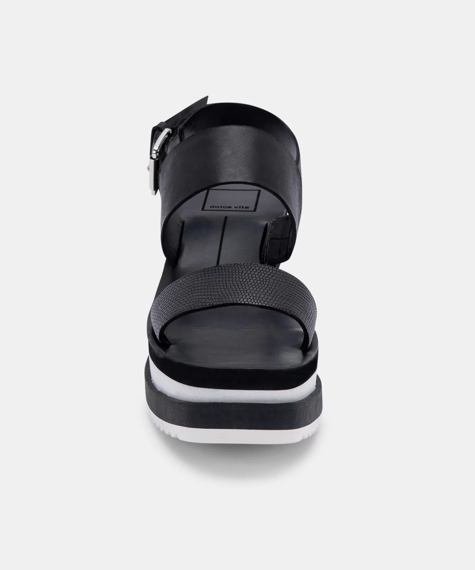 IDRAH SANDALS BLACK EMBOSSED LEATHER re:vita