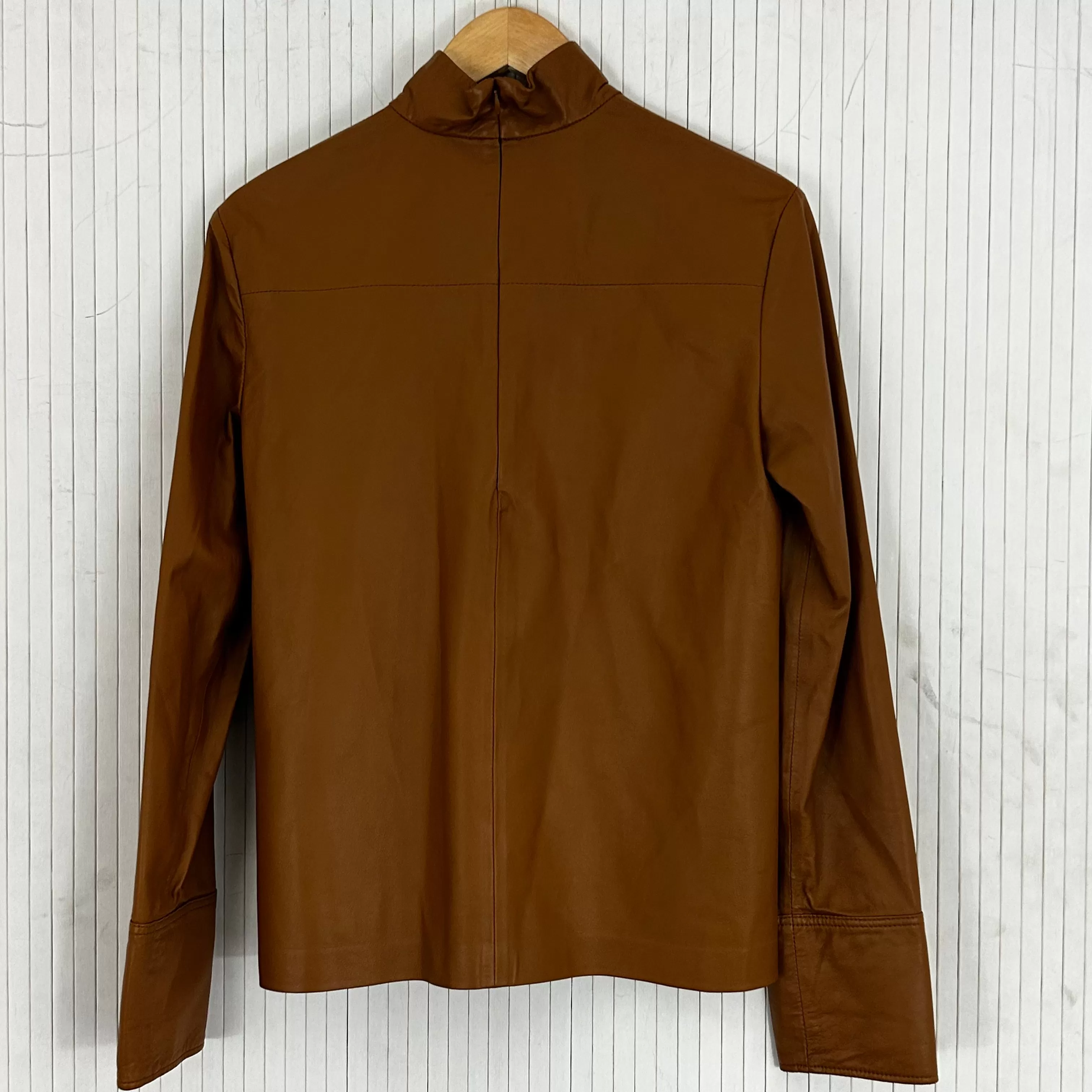 Joseph Brand New $1075 Caramel Bibo Nappa Leather Turtleneck Top S