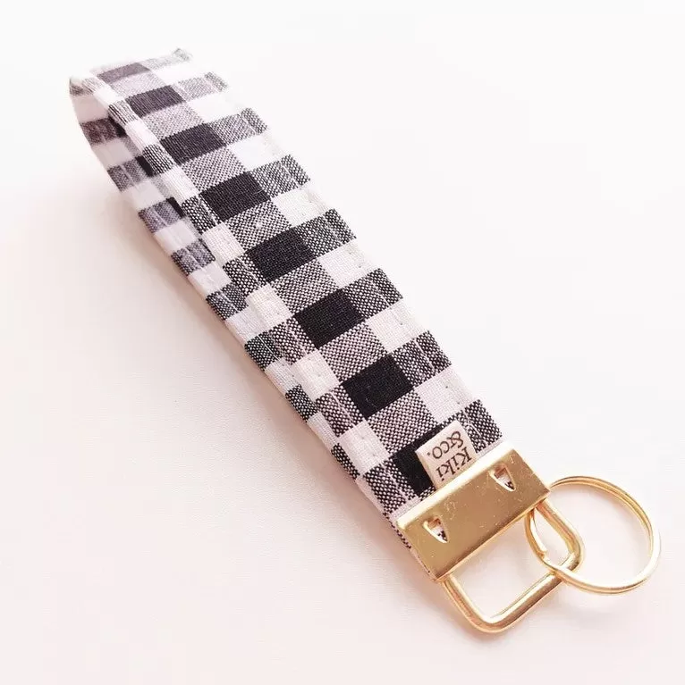 Kiki & Co Black & White Gingham Linen Key Chain