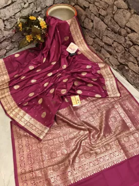 Magenta Color Pure Katan Banarasi Saree