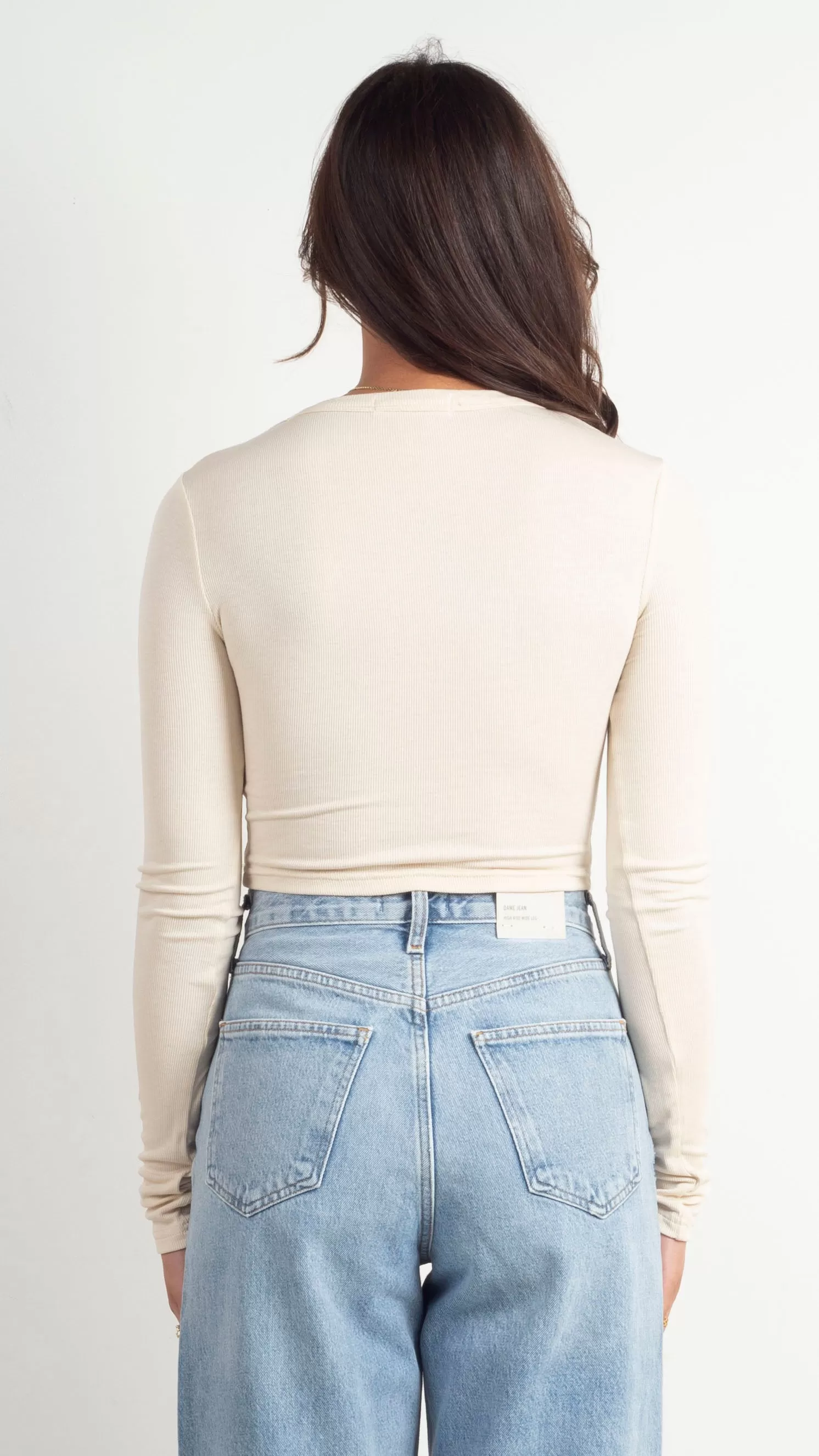 Micro Rib Cropped LS - Light Khaki