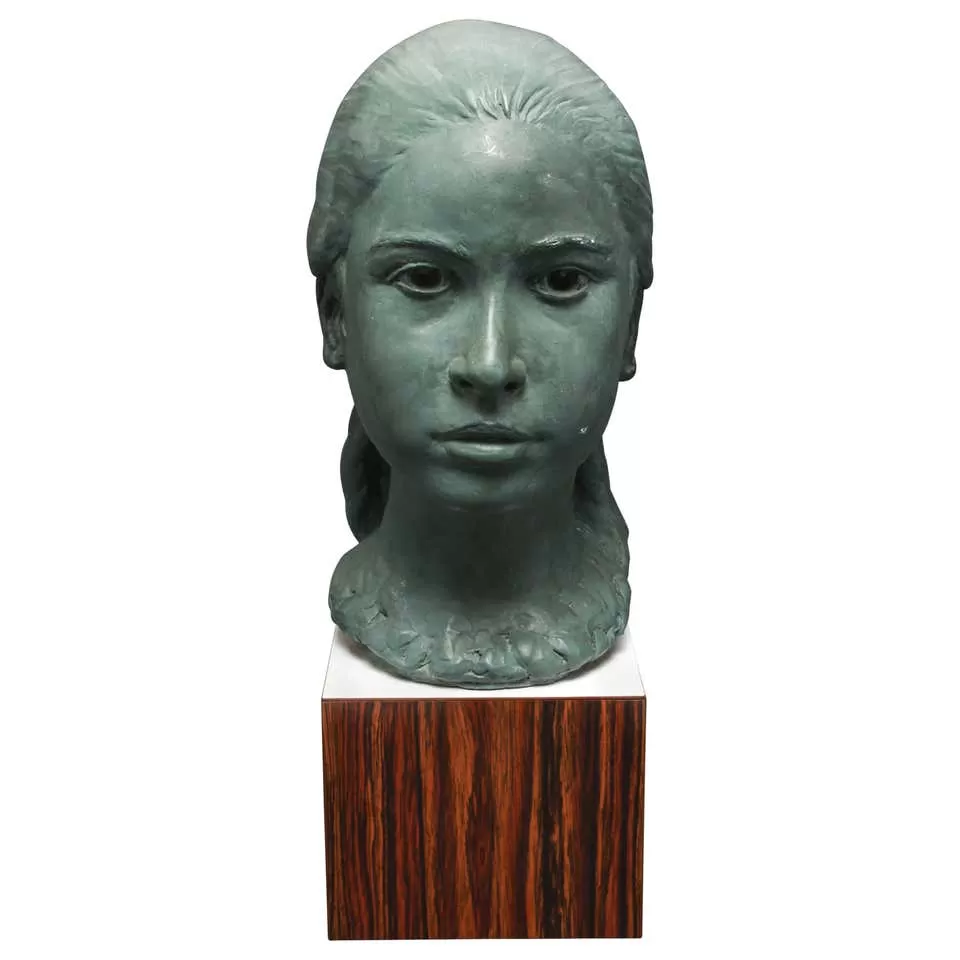 Mid-Century Modern Sculpture Bust of a Young Girl