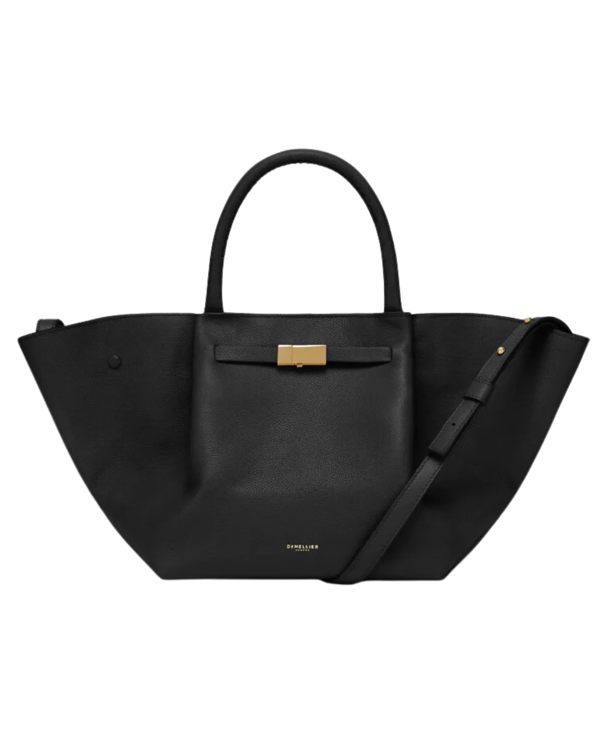 Midi New York Tote (Black Small Grain)