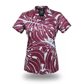 Monstera 2.0 Lilac Wine - OGA Women's Polo - Burgundy