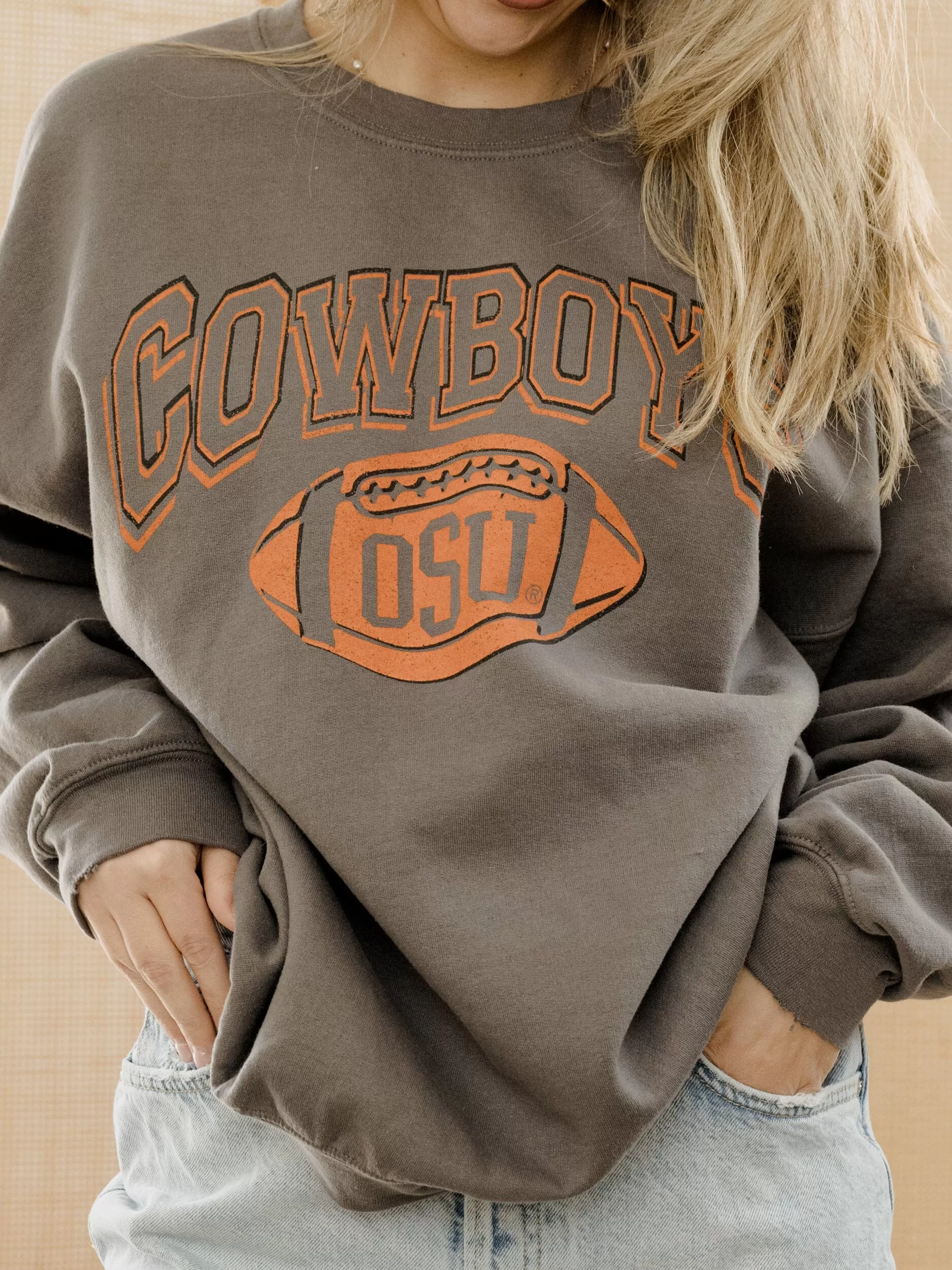 OSU Cowboys Wonka Football Charcoal Thrifted Sweatshirt