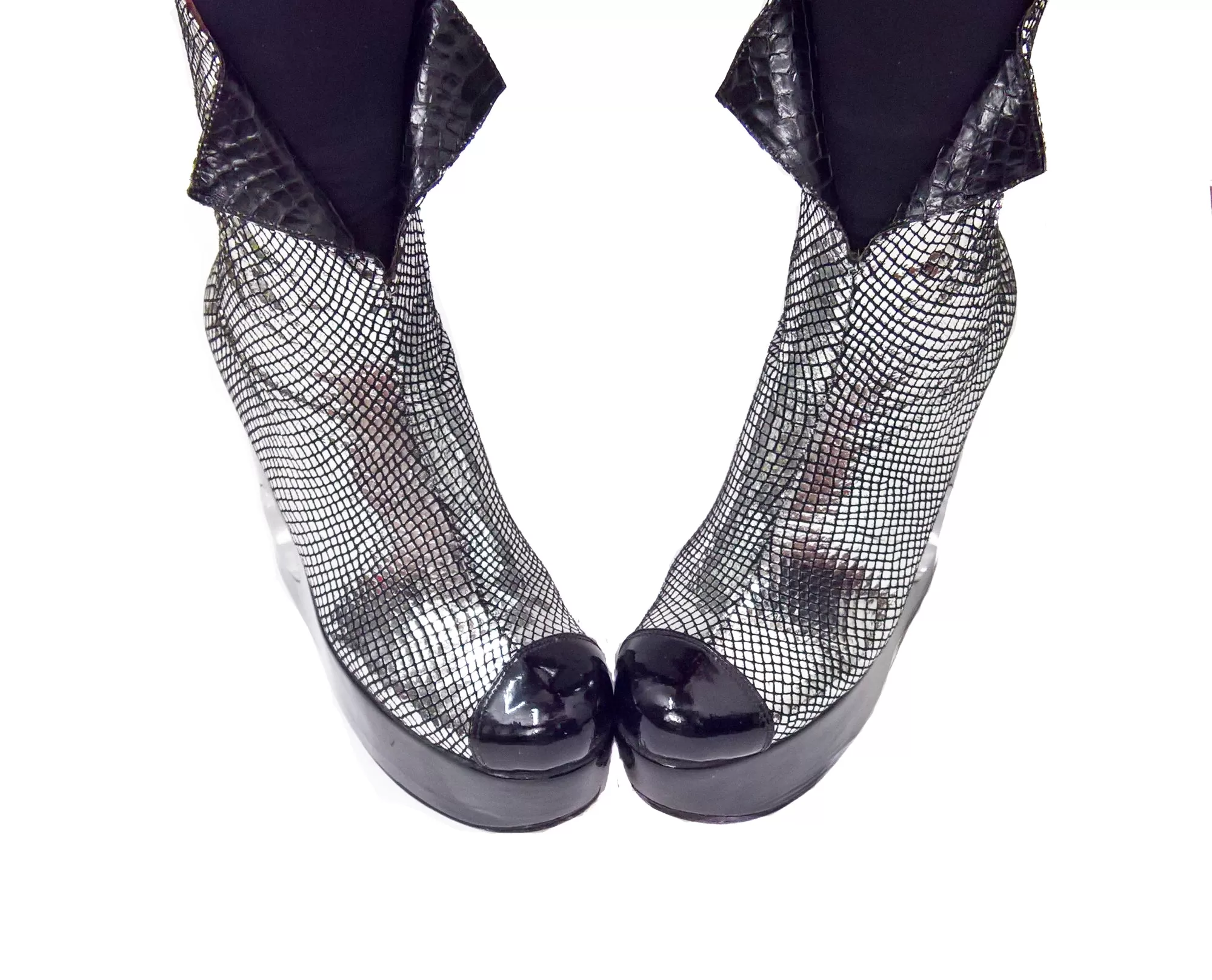 PEEPHOLE Platform Collar Boots w/ Perspex hole