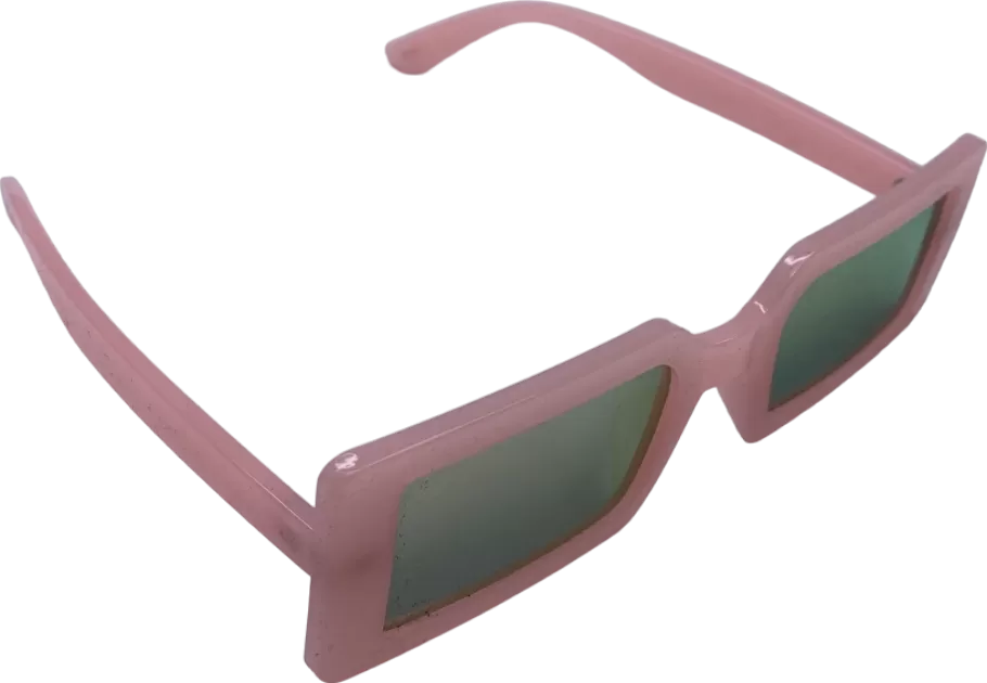 Pink Mirrored Rectangle Frame Sunglasses One Size