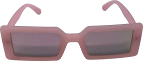 Pink Mirrored Rectangle Frame Sunglasses One Size