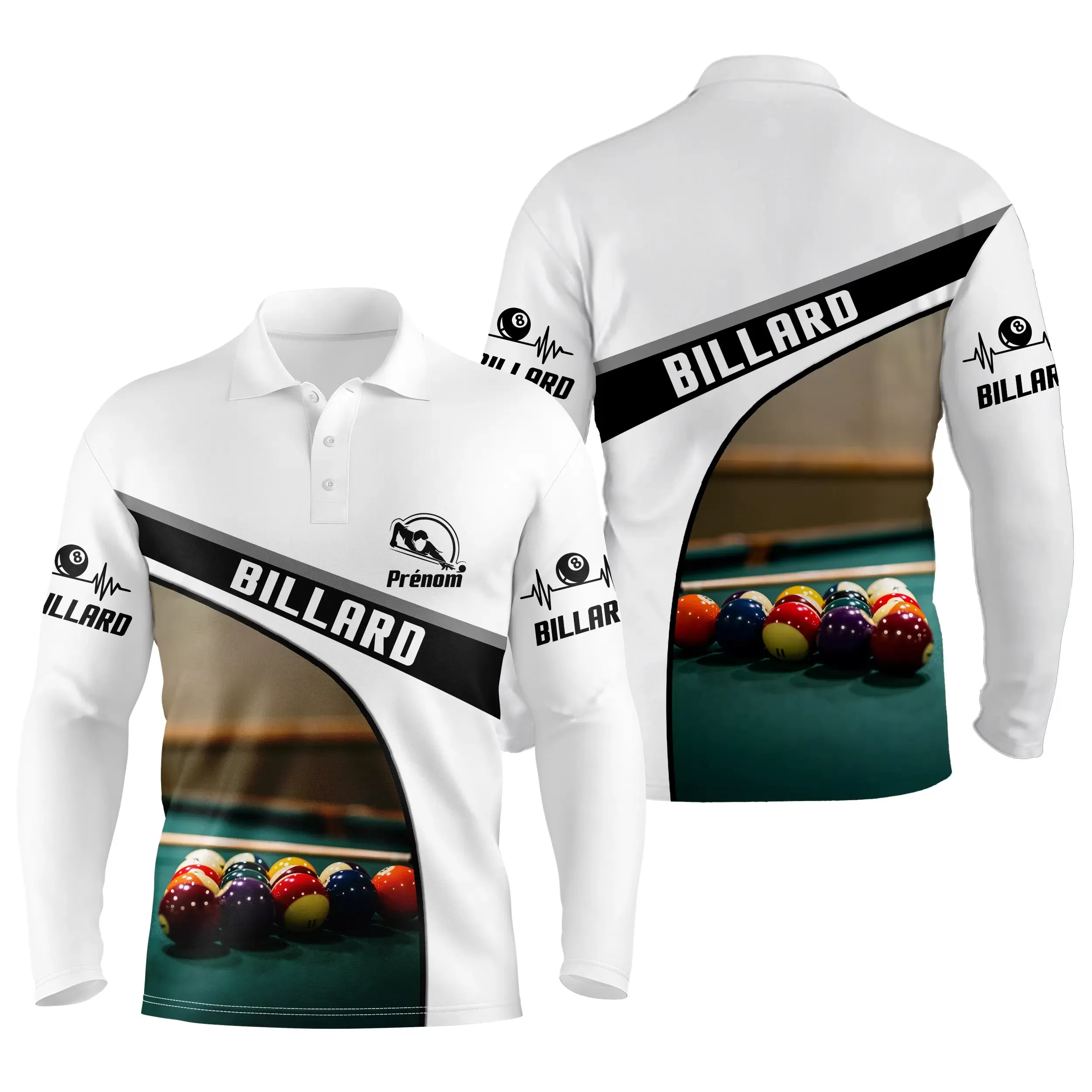 Polo De Billard Professionnel Personnalisé, Boule De Billard, Table Vert, Battement de Coeur - CT27062332