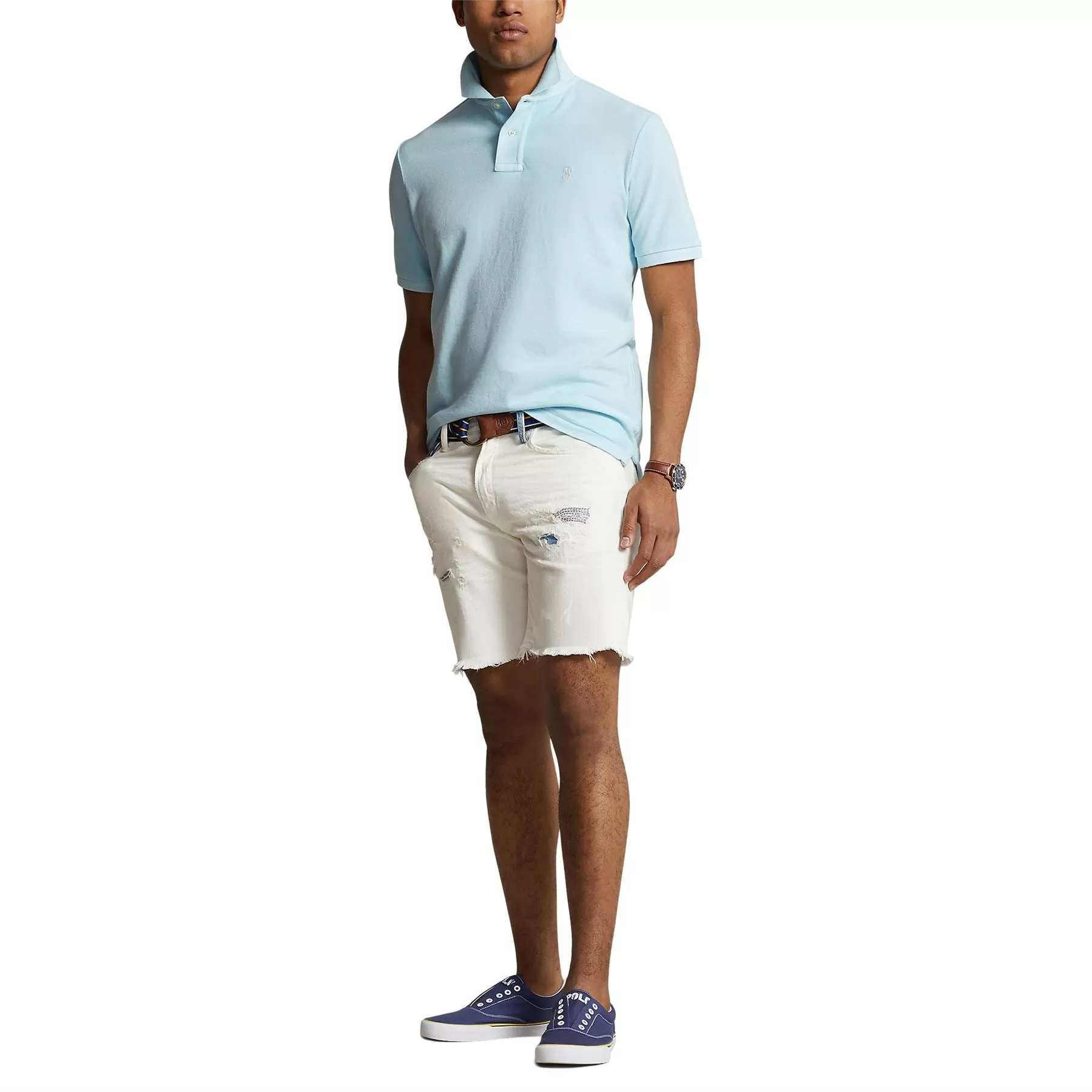 Polo Golf Classic Fit Cotton Knit Polo Sky Blue - SU24