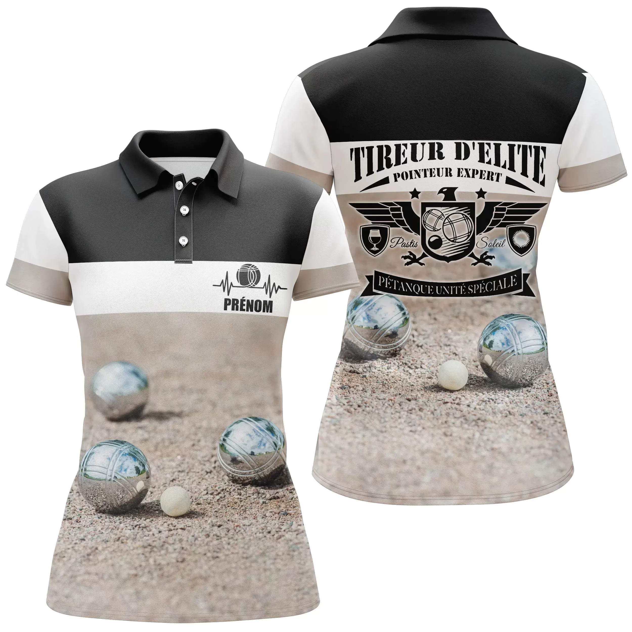 Polo Personnalisé Pétanque, Cadeau Idéal Bouliste, Tireur d'Elite, Pointeur Expert, Pétanque Unité Spéciale - CT13122214