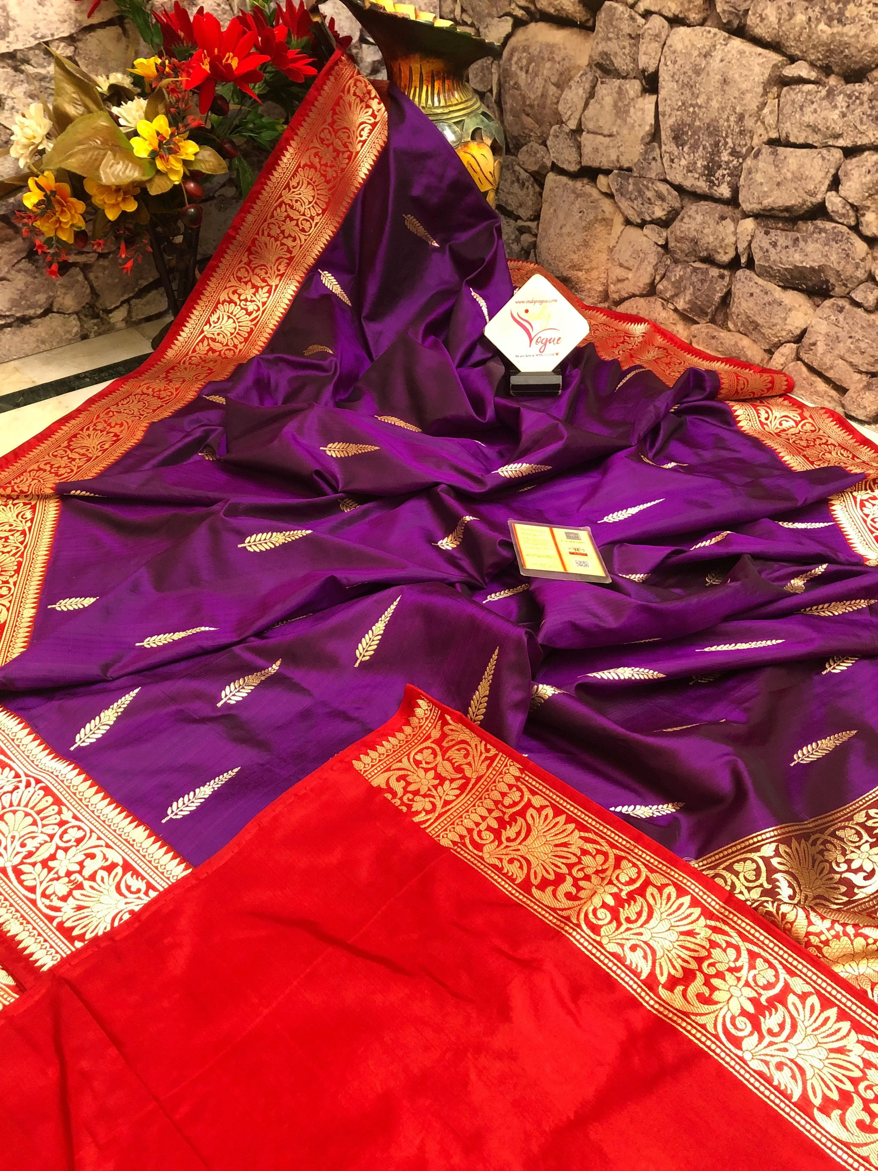 Purple Color Pure Katan Banarasi Saree