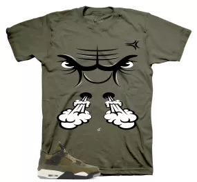 Retro 4 Craft Olive Shirt -  Raging Face - Military Green