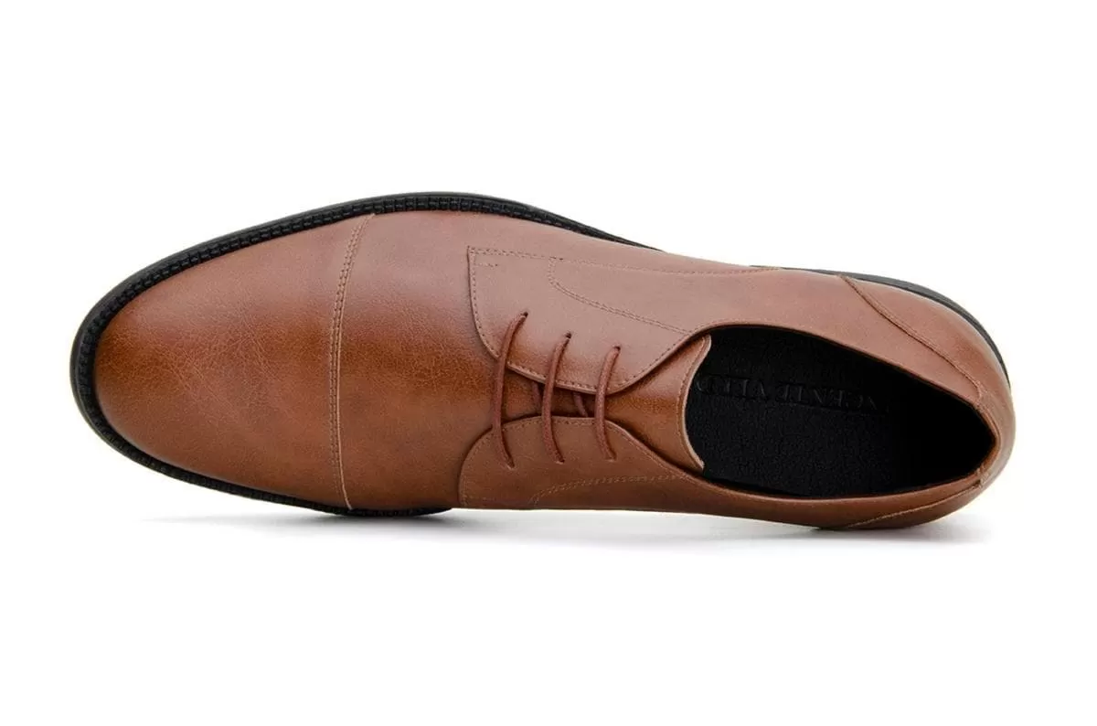 'Roma' classic vegan leather derby by Vincente Verde -  cognac