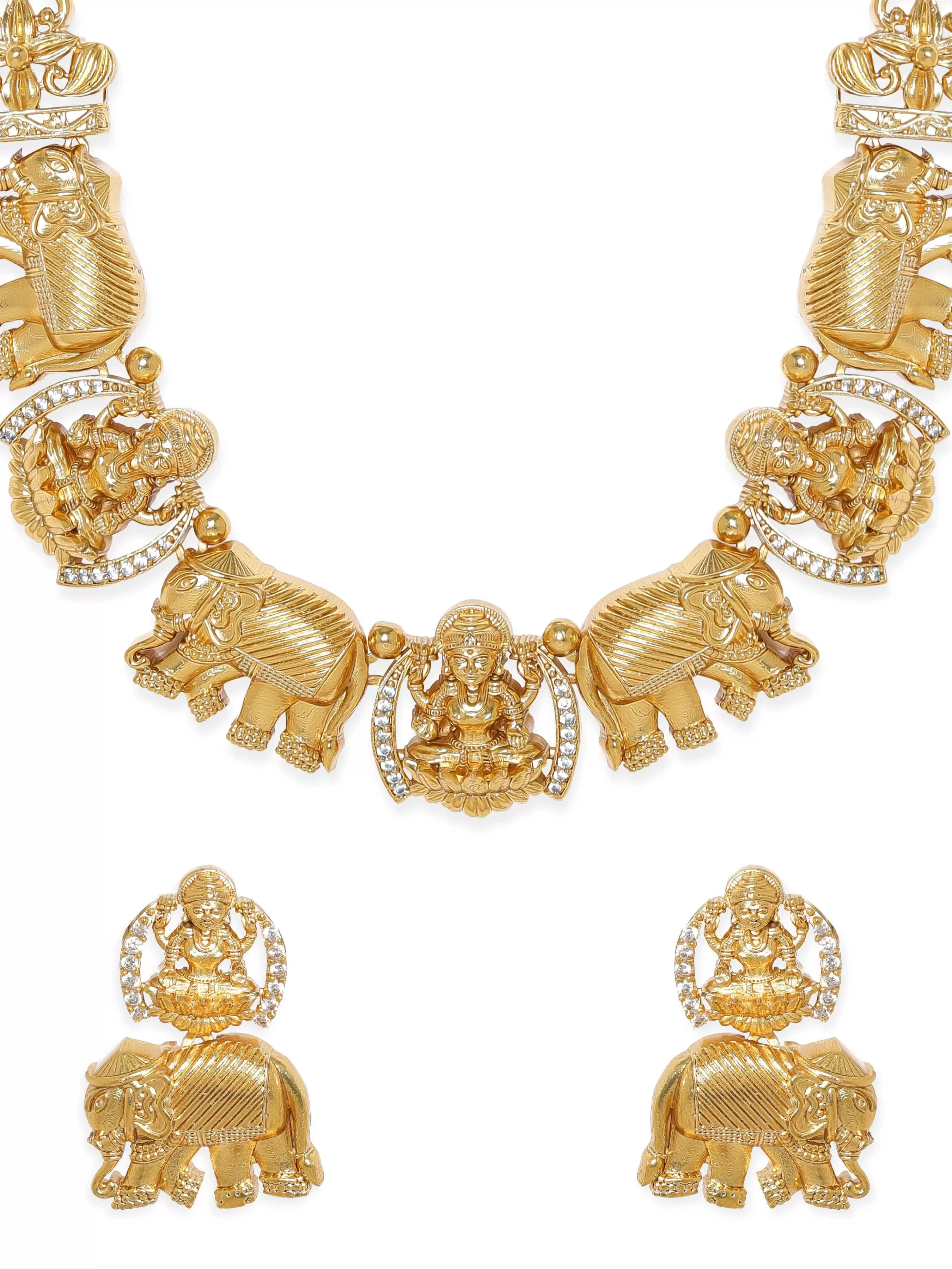 Rubans Gilded Elegance: AD Necklace Set