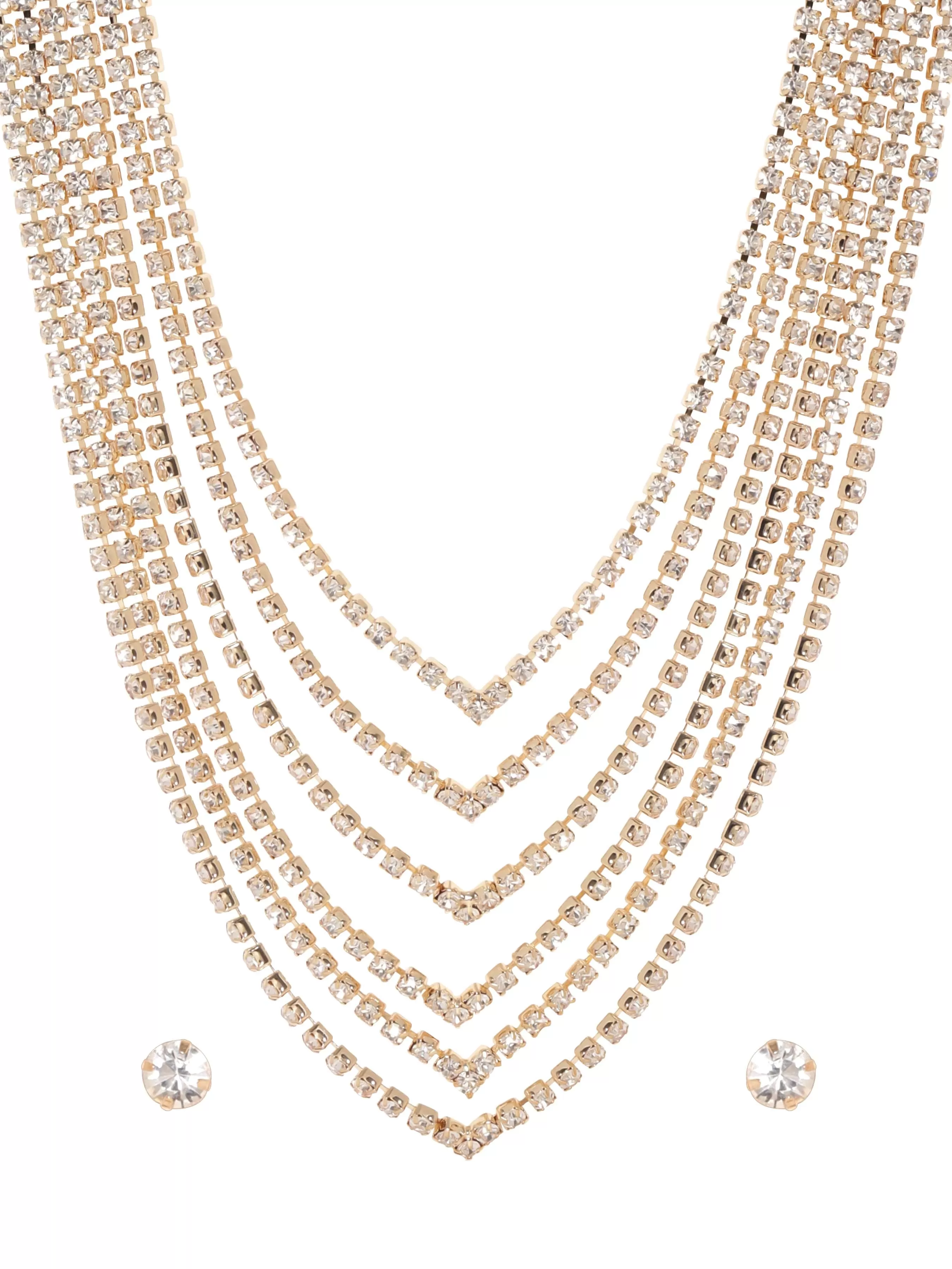 Rubans Golden Radiance Zircon Stone Gold Tone Western Necklace Set