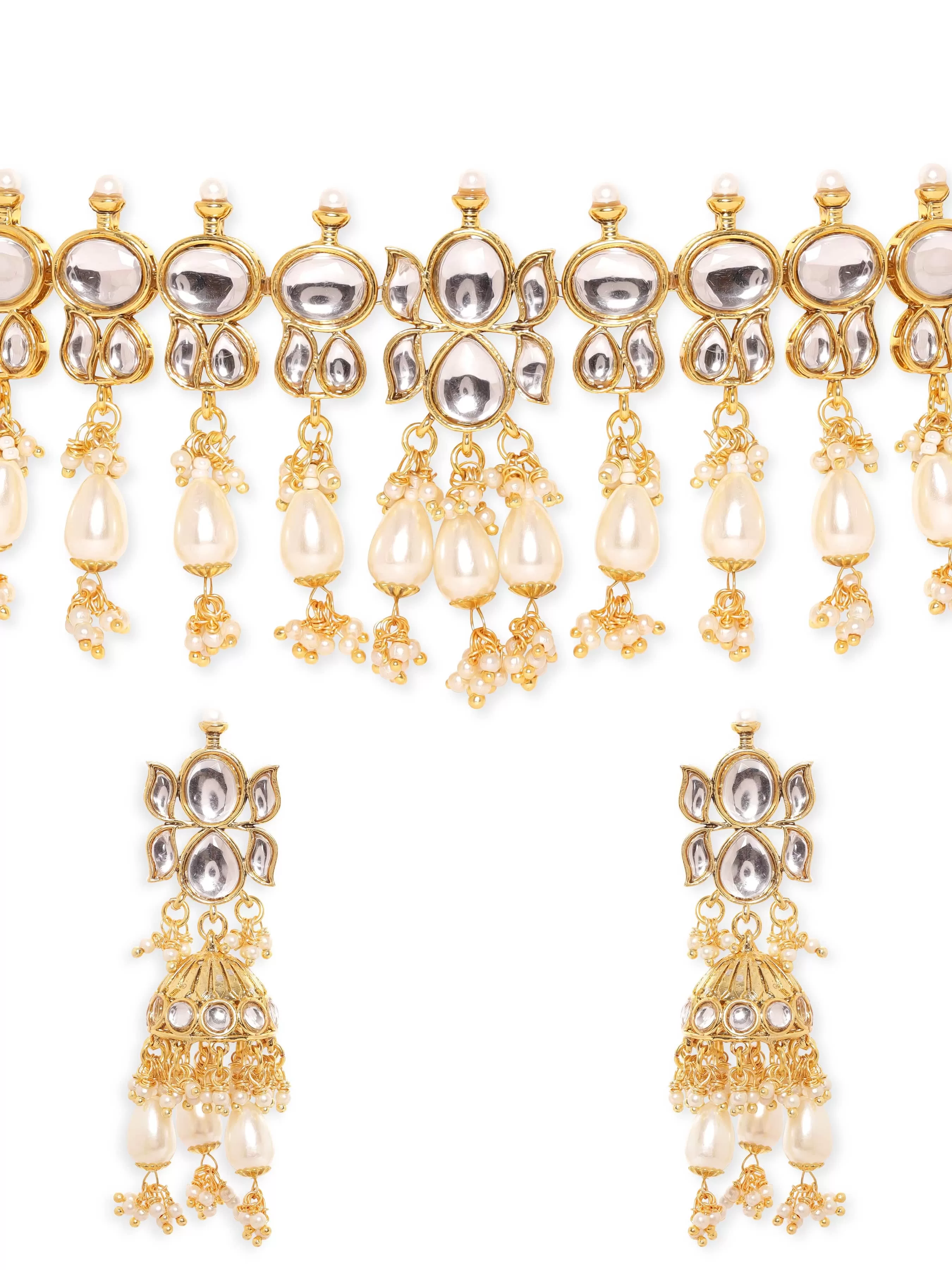 Rubans Opulent Opulence 22K Gold Plated Kundan pearl beaded Choker jewelry Set