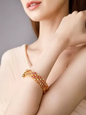 Rubans Set Of 2 Gold-Plated Studded Handcrafted Bangles