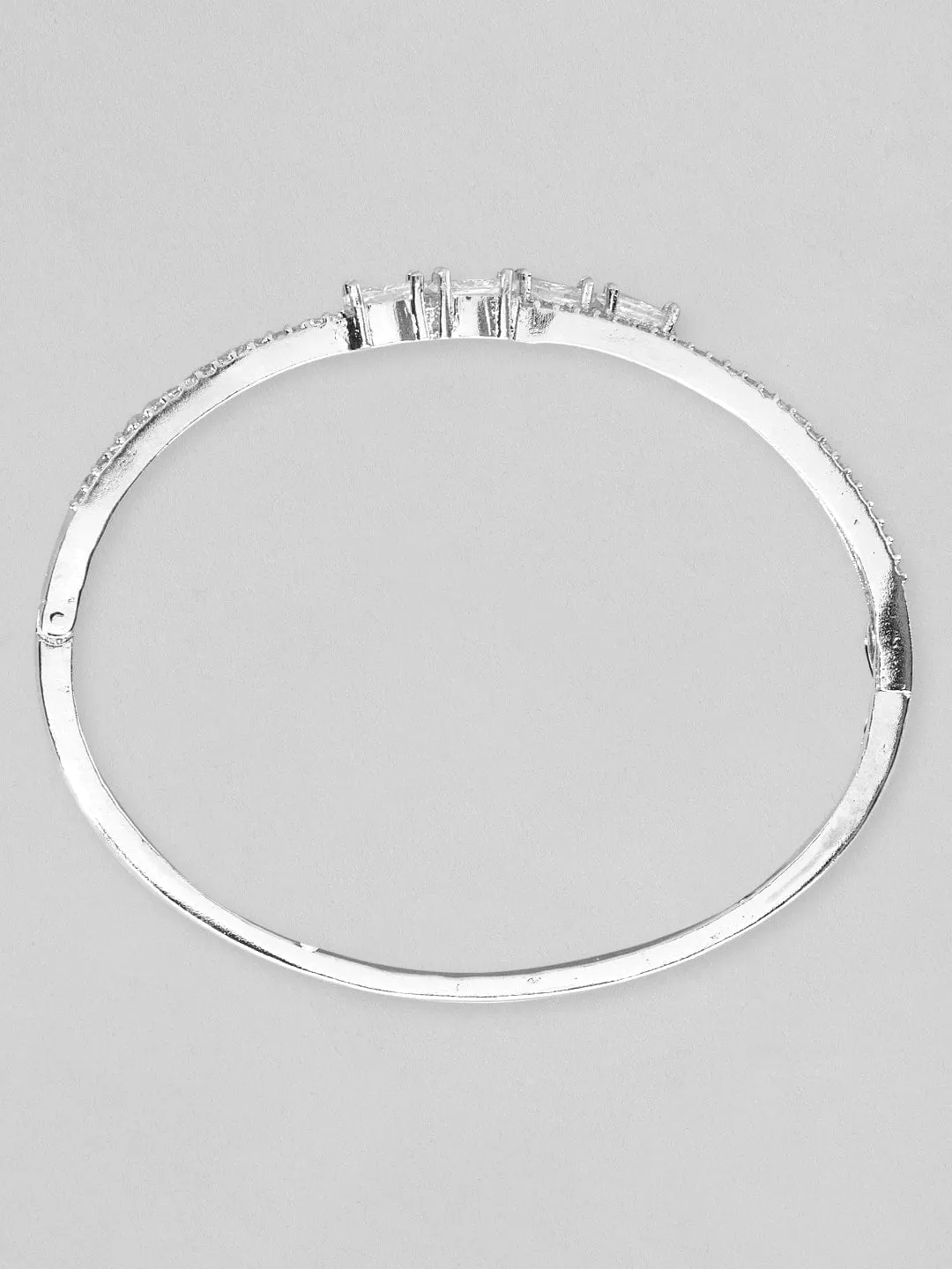 Rubans Silver-Plated Handcrafted Zircon Bangle-Style Bracelet