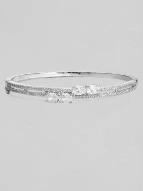 Rubans Silver-Plated Handcrafted Zircon Bangle-Style Bracelet