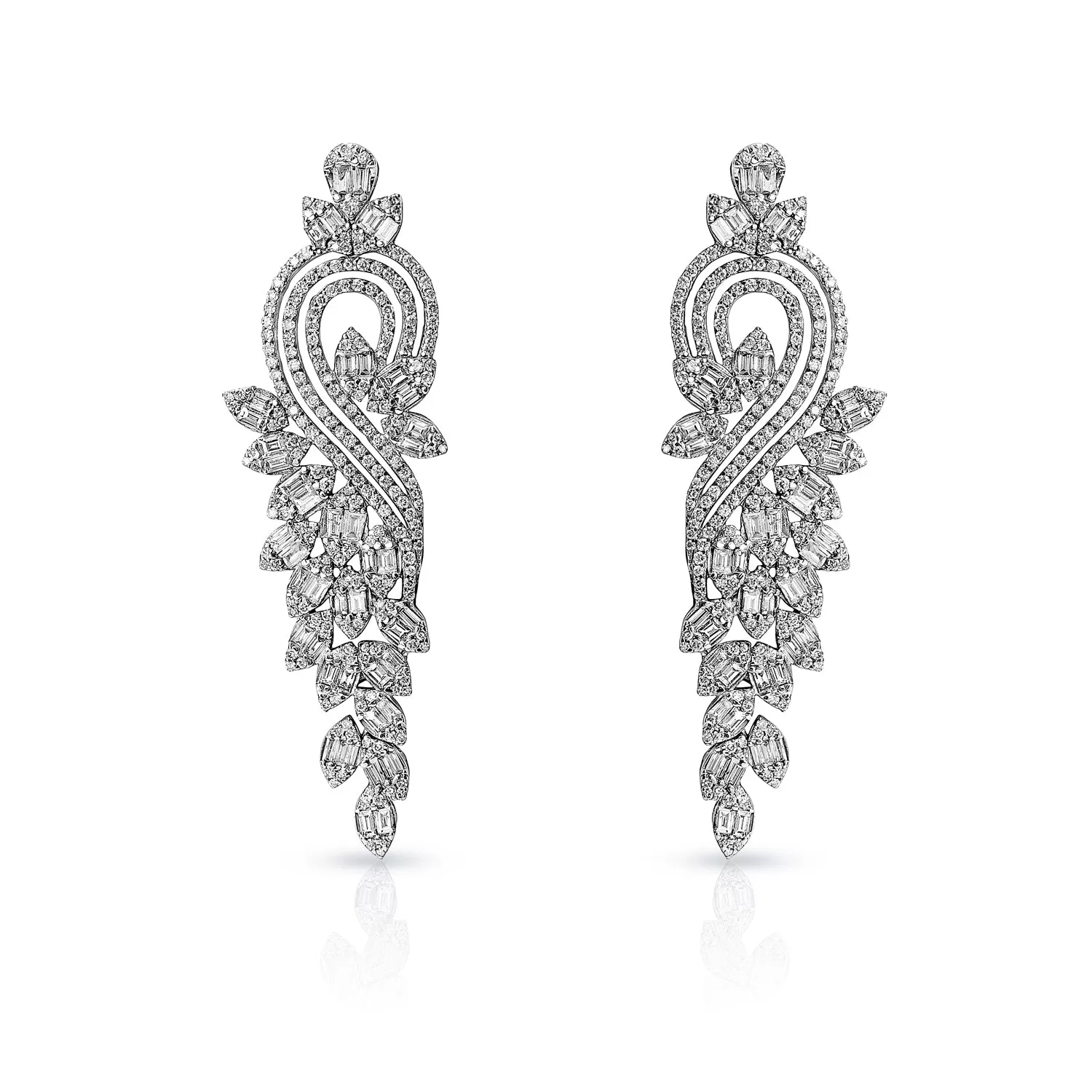 Rylee 5 Carat Combined Mixed Shape Diamond Chandelier Earrings for Ladies in 14kt White Gold