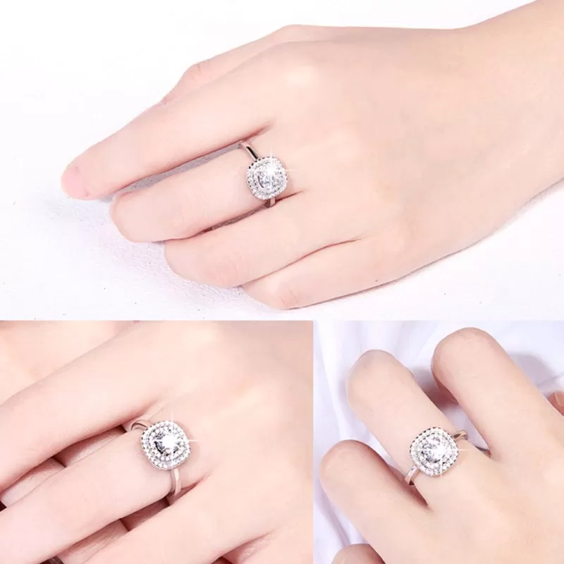 Square Inlay CZ Crystal Party Ring