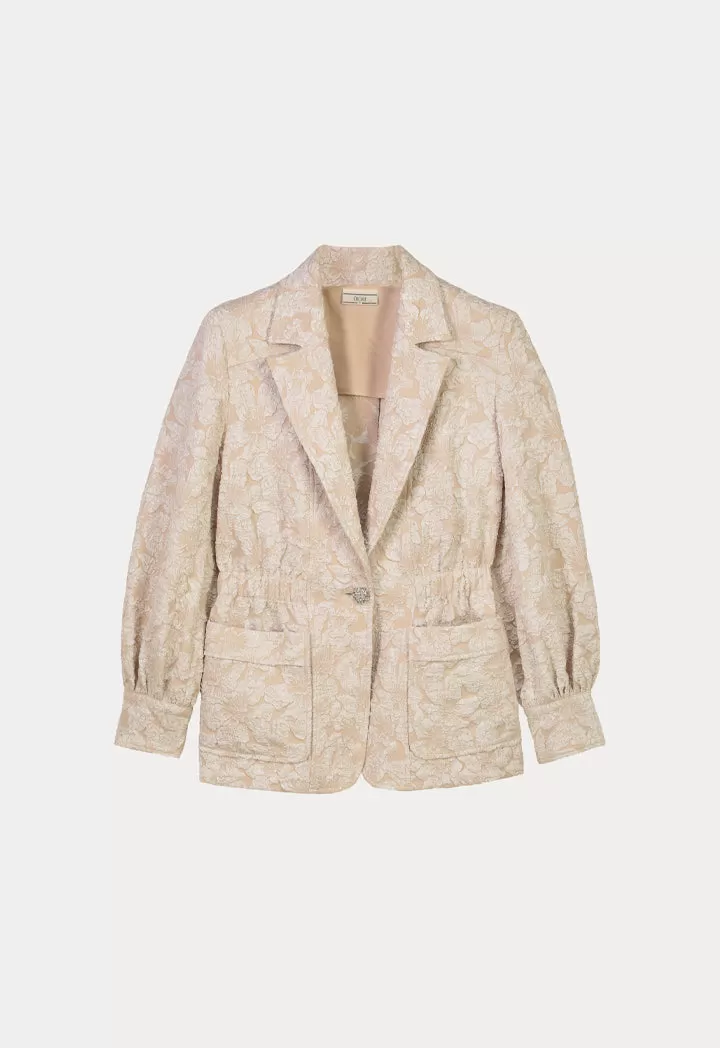 Textured Jacquard Jacket With Front Pockets