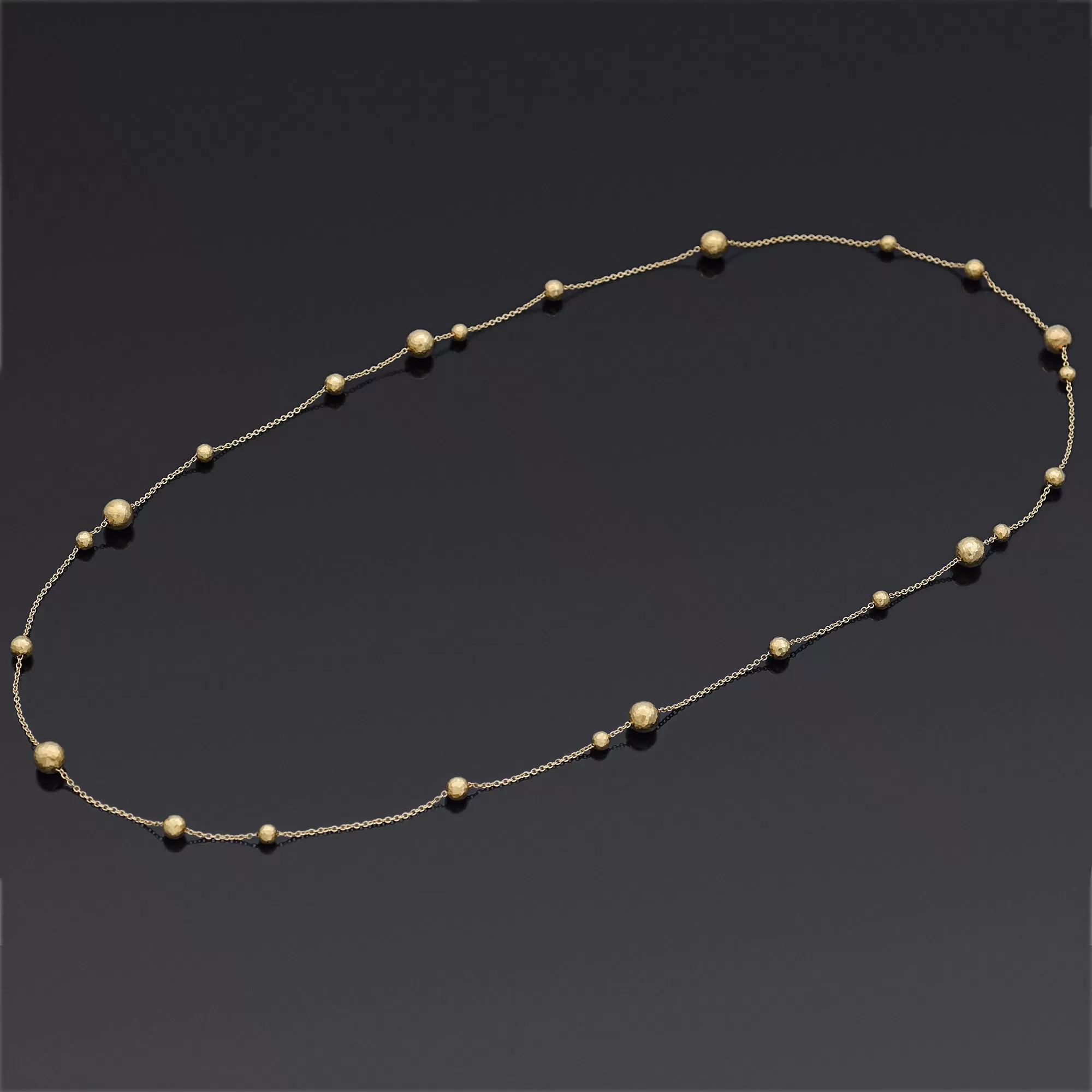 Tiffany & Co. Paloma Picasso 18K Yellow Gold Hammered Ball Bead Station Necklace