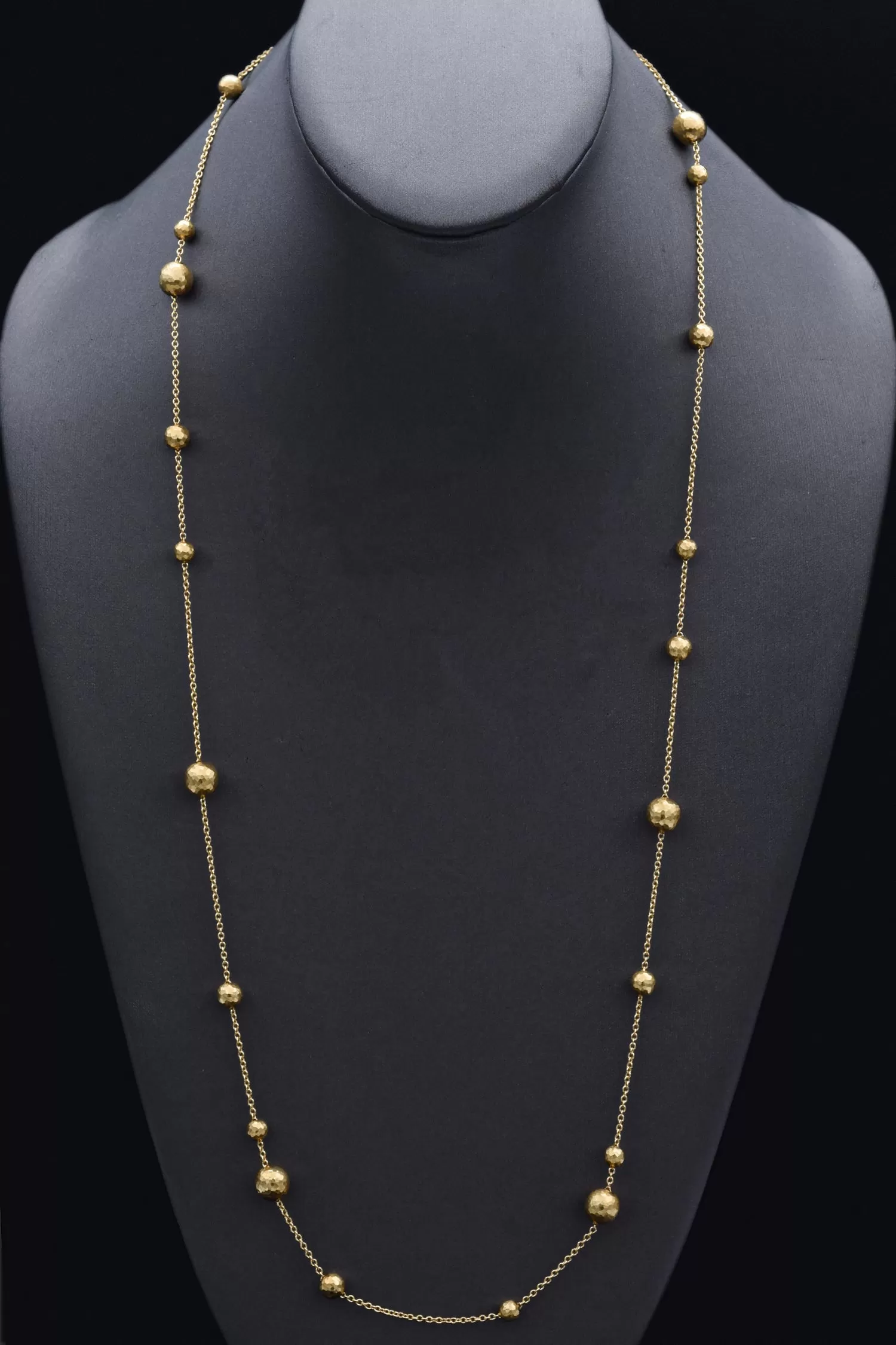 Tiffany & Co. Paloma Picasso 18K Yellow Gold Hammered Ball Bead Station Necklace