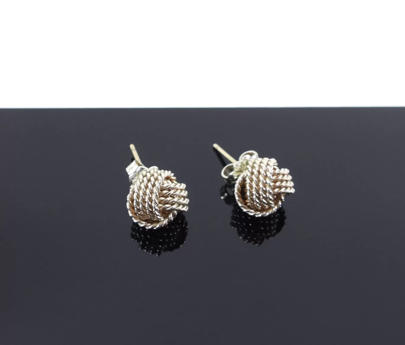 Tiffany & Co.  Sterling Silver Twist Knot Ball Stud Earrings