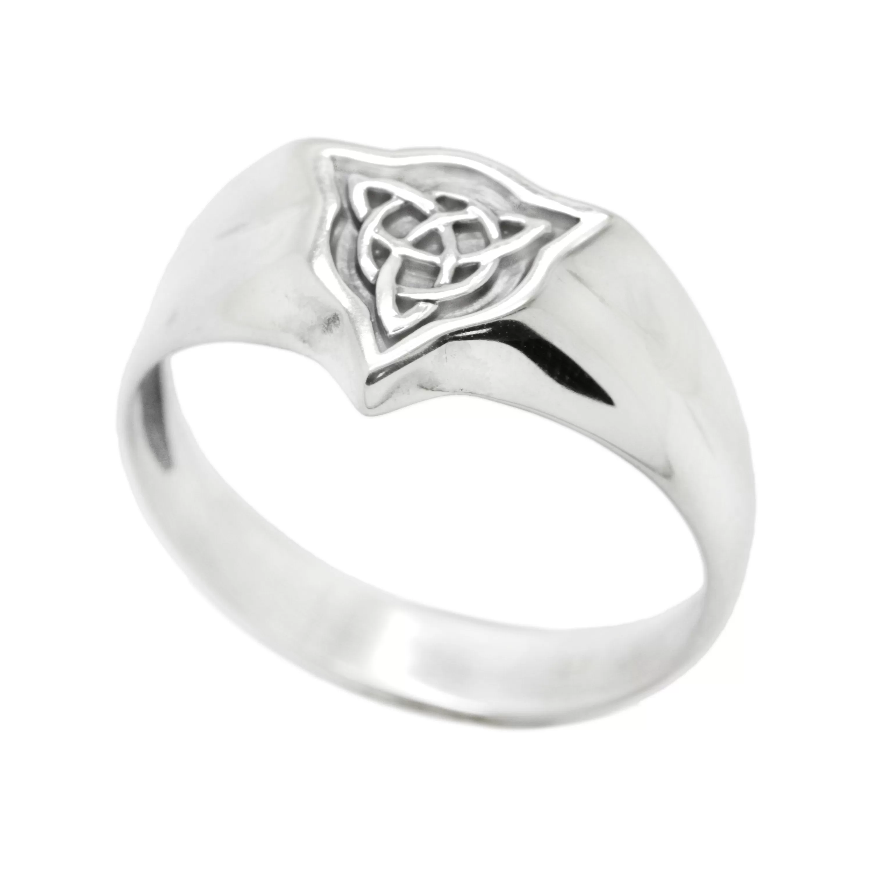 Triquetre Slavic Celtic Men Ring Sterling Silver Ring, Triangle Signet