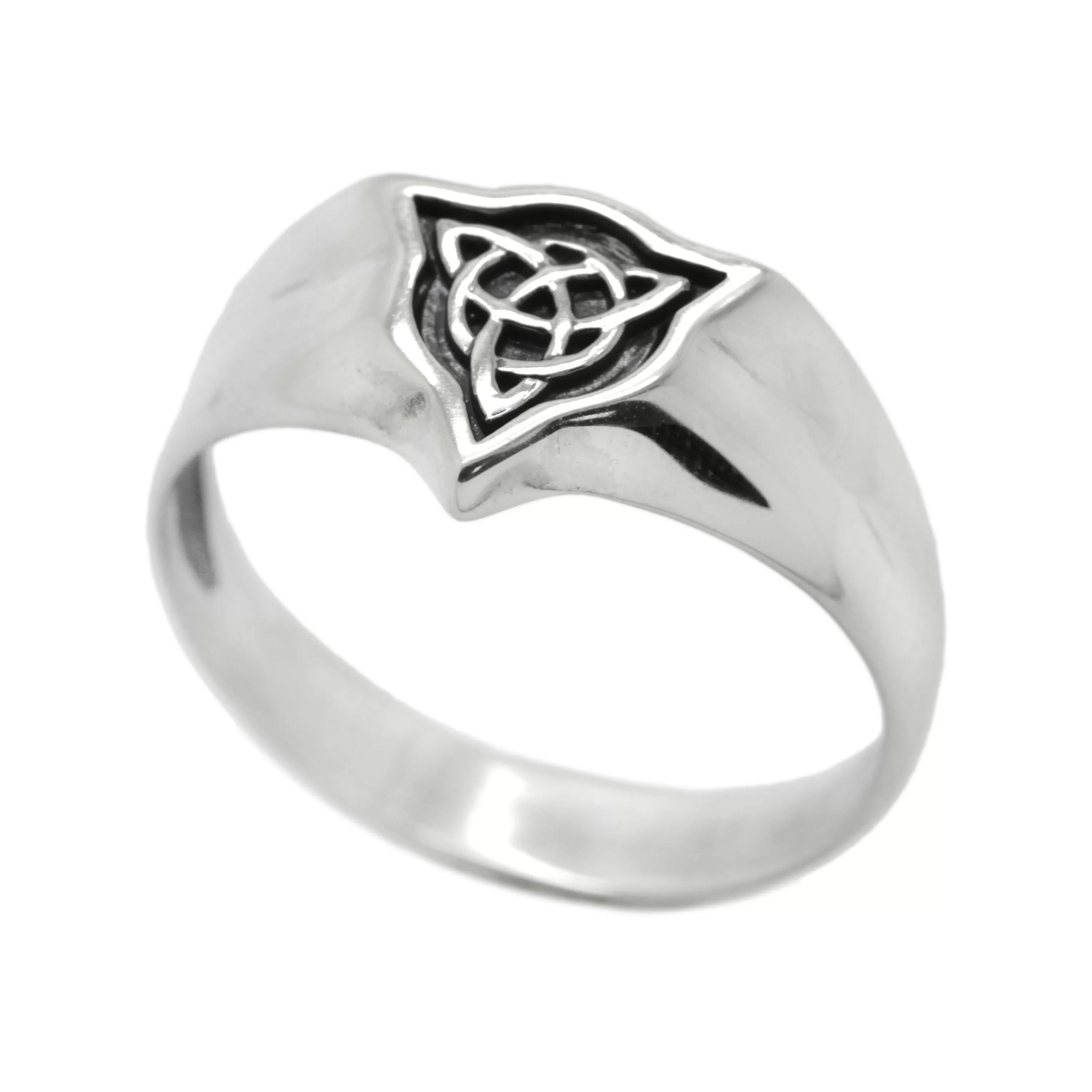 Triquetre Slavic Celtic Men Ring Sterling Silver Ring, Triangle Signet