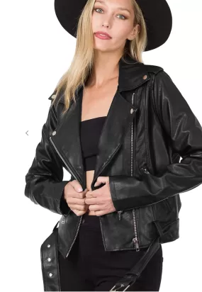 Vegan Leather Moto Jacket