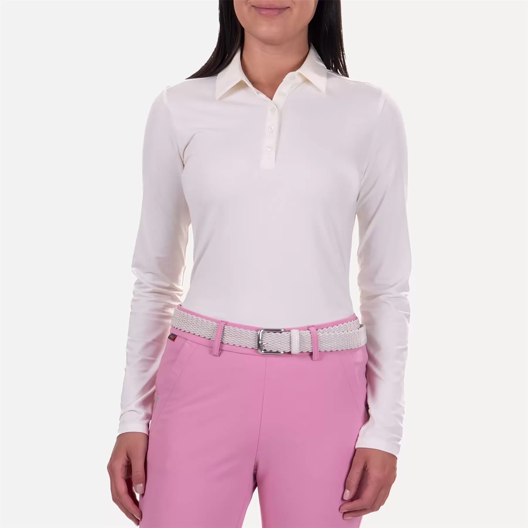 Womens Collagen LS Polo Ivory - SS24