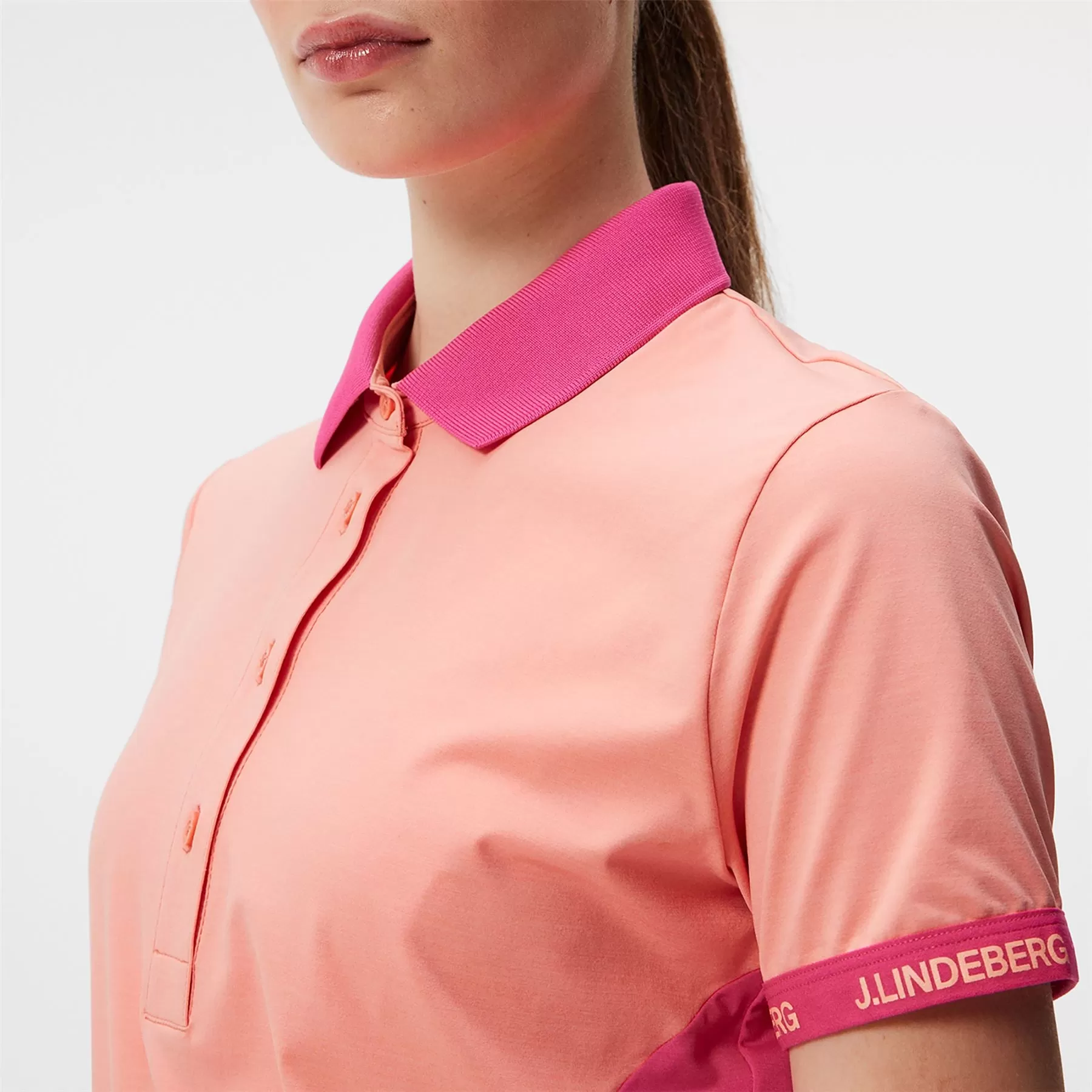 Womens Makena Nylon Stretch Polo Burnt Coral Pink - SS24